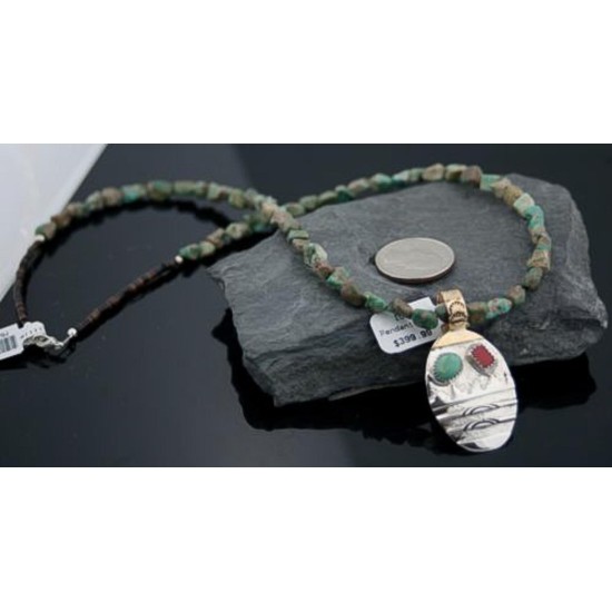 Handmade Mountain Certified Authentic Navajo .925 Sterling Silver 12kt Gold Filled Natural Turquoise Native American Necklace 370807056478