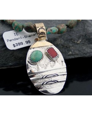 Handmade Mountain Certified Authentic Navajo .925 Sterling Silver 12kt Gold Filled Natural Turquoise Native American Necklace 370807056478