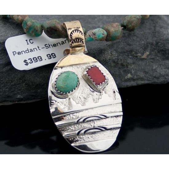 Handmade Mountain Certified Authentic Navajo .925 Sterling Silver 12kt Gold Filled Natural Turquoise Native American Necklace 370807056478