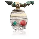 Handmade Mountain Navajo .925 Sterling Silver 12kt Gold Filled Spiny Oyster and Turquoise Native American Necklace 370808224529