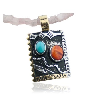 Handmade Mountain Certified Authentic Navajo .925 Sterling Silver 12kt Gold Filled Turquoise Native American Necklace 370806111332