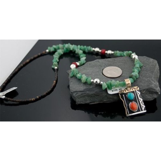 Handmade Mountain Certified Authentic Navajo .925 Sterling Silver 12kt Gold Filled Turquoise Native American Necklace 370811449551