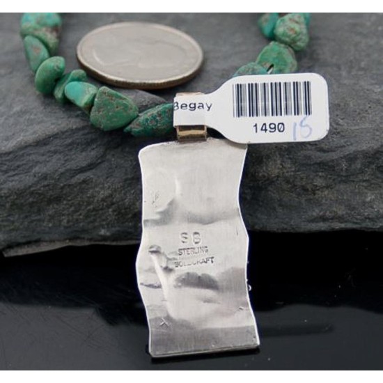 Handmade Mountain Certified Authentic Navajo .925 Sterling Silver 12kt Gold Filled Turquoise Native American Necklace 390572759520