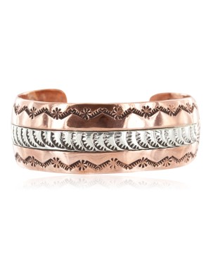 Handmade Mountain Certified Authentic Navajo .925 Sterling Silver and Pure Copper Native American Bracelet 12899-2