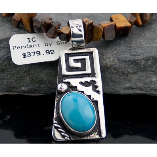 Handmade Mountain Certified Authentic Navajo .925 Sterling Silver Turquoise Native American Necklace 390569988015