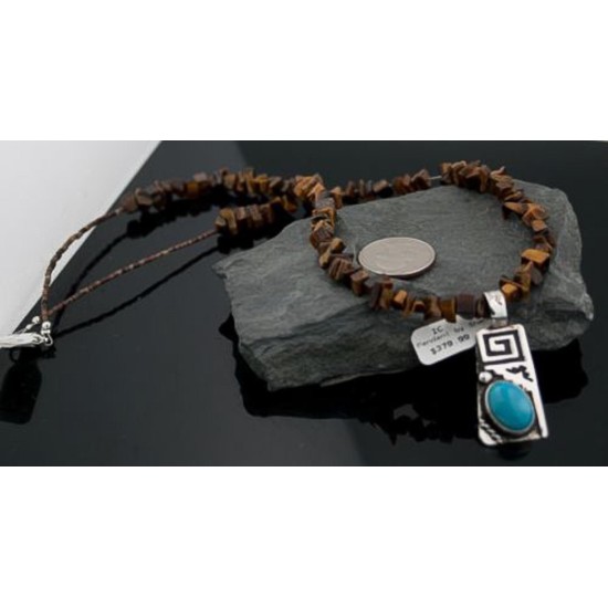 Handmade Mountain Certified Authentic Navajo .925 Sterling Silver Turquoise Native American Necklace 390569988015