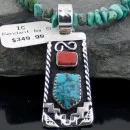 Handmade Mountain Navajo Native .925 Sterling Silver Turquoise and Coral Native American Necklace 390566953327