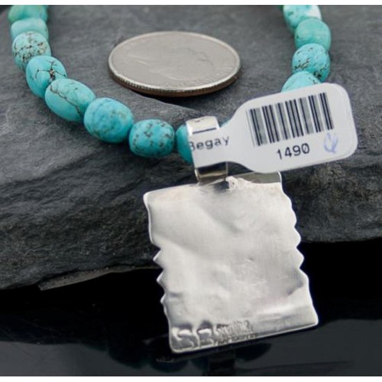 Handmade Mountain Certified Authentic Navajo Native .925 Sterling Silver Turquoise and Coral Native American Necklace 390568476851