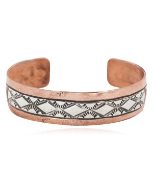 Handmade Certified Authentic Navajo Pure .925 Sterling Silver and Copper Native American Bracelet 12809-5