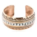 Handmade Mountain Feather Navajo Pure .925 Sterling Silver and Copper Native American Bracelet 12843-6