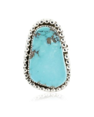 Handmade Navajo .925 Sterling Silver Certified Authentic Natural Turquoise Native American Ring 17064