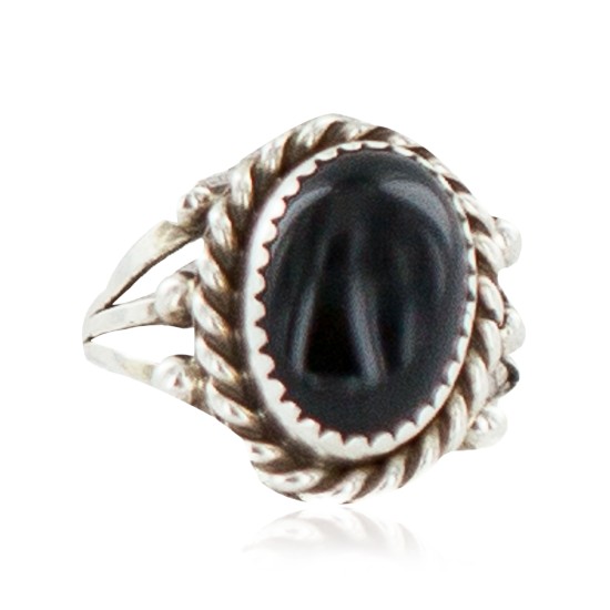 Handmade Navajo Certified Authentic .925 Sterling Silver Natural Black Onyx Native American Ring Size 9 13106-6
