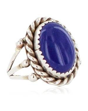 Handmade Navajo Certified Authentic .925 Sterling Silver Natural Lapis Native American Ring Size 6 13106-5