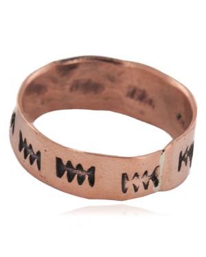 Handmade Navajo Certified Authentic Native American Pure Copper Ring 17092-5