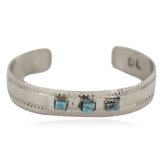 Handmade Navajo Certified Authentic Natural Turquoise Native American Nickel Bracelet 13141-8