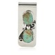 Handmade Navajo Certified Authentic Nickel and .925 Sterling Silver Natural Turquoise Native American Money Clip 10530-4