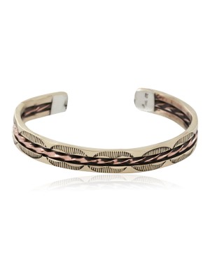 Handmade Navajo Certified Authentic Pure Copper and Brass Native American Bracelet 12958-2