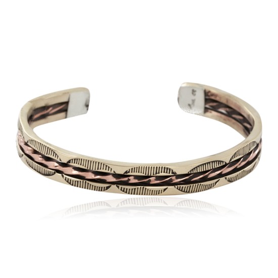 Handmade Navajo Certified Authentic Pure Copper and Brass Native American Bracelet 12958-2