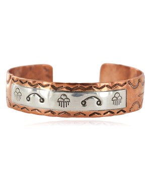 Handmade Rain Certified Authentic Roanhorse Navajo Pure .925 Sterling Silver Copper Native American Bracelet 12762-3
