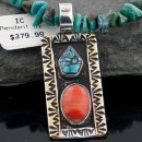 Handmade RARE Certified Authentic Navajo .925 Sterling Silver 12kt Gold Filled Spiny Oyster and Turquoise Native American Necklace 390578017477