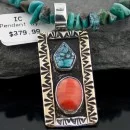 Handmade RARE Navajo .925 Sterling Silver 12kt Gold Filled Spiny Oyster and Turquoise Native American Necklace 390578017477