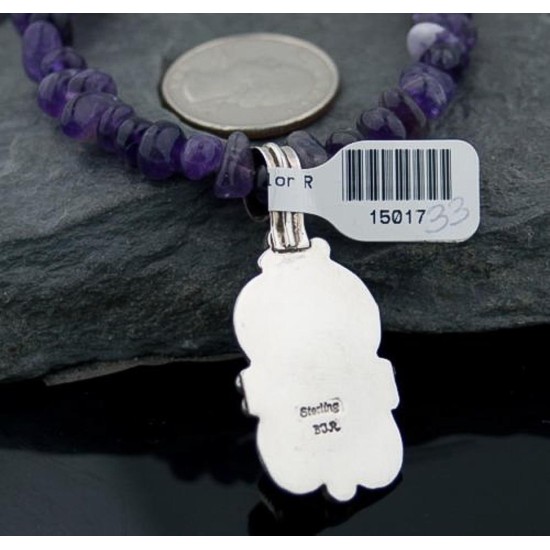 Handmade RARE Certified Authentic Navajo Native .925 Sterling Silver Turquoise and Amethyst Native American Necklace 390574579649