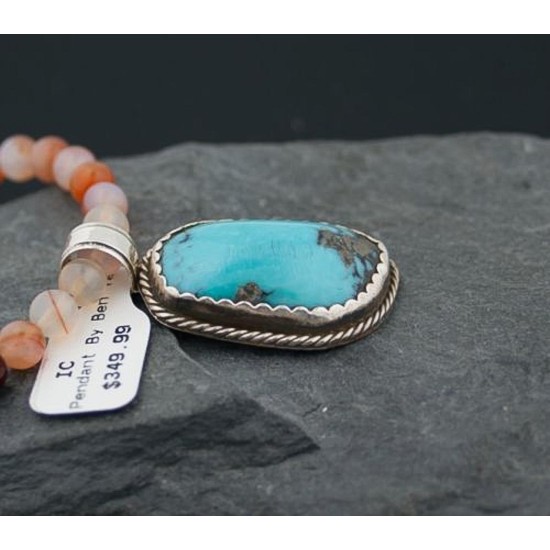 Handmade RARE Certified Authentic Navajo Native .925 Sterling Silver Turquoise Native American Necklace 390574656126