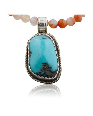 Handmade RARE Certified Authentic Navajo Native .925 Sterling Silver Turquoise Native American Necklace 390574656126