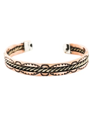 Handmade Sun Certified Authentic Navajo Pure Copper and Brass Native American Bracelet 12846-5