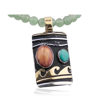 Handmade Wave Certified Authentic Navajo .925 Sterling Silver 12kt Gold Filled Turquoise Native American Necklace 390587164740