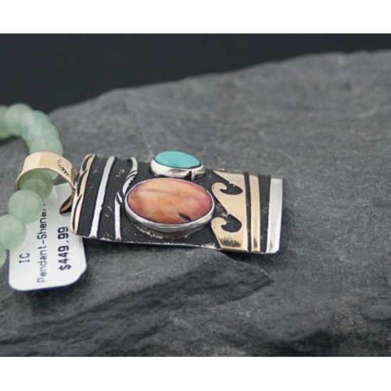 Handmade Wave Certified Authentic Navajo .925 Sterling Silver 12kt Gold Filled Turquoise Native American Necklace 390587164740