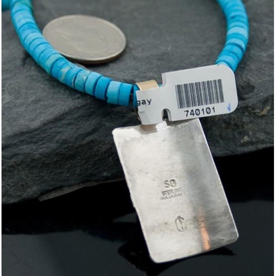 Handmade Wave Certified Authentic Navajo .925 Sterling Silver and 12kt Gold Filled Natural Turquoise Native American Necklace 390589037477