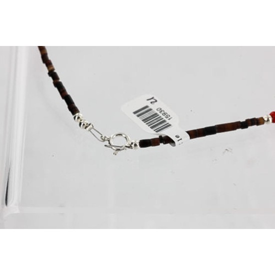 12kt Gold Filled and .925 Sterling Silver HANDMADE Certified Authentic BEGAY Navajo Turquoise and Coral Native American Necklace 390890158937