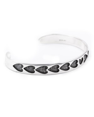 Heart .925 Sterling Silver Certified Authentic Handmade Hopi Overlay Native American Bracelet 13219-3