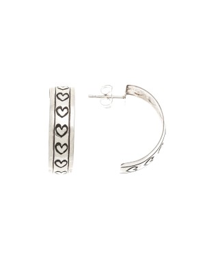 Heart .925 Sterling Silver Certified Authentic Handmade Navajo Native American Earrings 13185-1