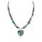 Heart .925 Sterling Silver Navajo Natural Turquoise Amethyst Hematite Native American Necklace 18276-3