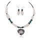 Heart .925 Sterling Silver Hooks Certified Authentic Navajo Natural Turquoise Pink Quartz and Hematite Native American Set 18234-3-18237-2