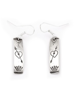 Heart Arrow .925 Sterling Silver Certified Authentic Handmade Navajo Native American Earrings 27259-2