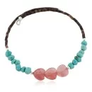 Heart Natural Pink Quartz Heishi Navajo Native American Adjustable Wrap Bracelet 13151-57