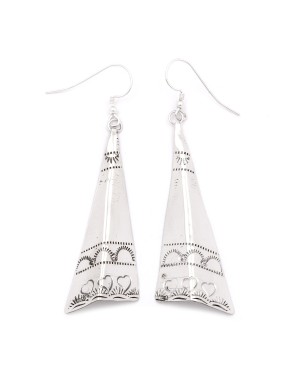 Heart Sun .925 Starling Silver Certified Authentic Handmade Navajo Native American Earrings  27265-4