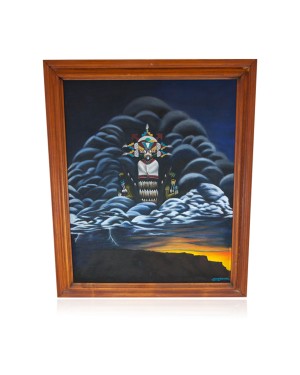 Hopi Dancing Prayer Edge Water Clan Painted by Certified Authentic Acrylic Native American Painting  10804