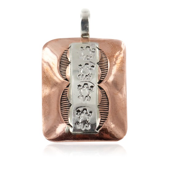 Horneytoad Navajo .925 Sterling Silver Handmade Certified Authentic Pure Copper Native American Pendant 17055-5