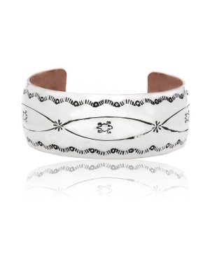 Horny Toad .925 Sterling Silver Pure Copper Certified Authentic Handmade Wide Rare Navajo Native American Cuff Bracelet 24493-1