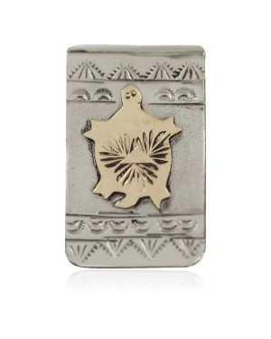 Horny Toad Certified Authentic 12kt Gold Filled and .925 Sterling Silver Handmade Navajo Native American Money Clip 91002
