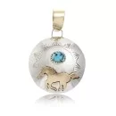 Horse 12kt Gold Filled and .925 Sterling Silver Handmade Delicate Navajo Native American Natural Turquoise Pendant 17043-9
