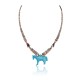 Horse .925 Sterling Silver Certified Authentic Carved Fetish Navajo Native American Natural Turquoise Graduated Melon Shell Coral Necklace 17058