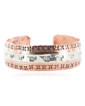 Horse .925 Sterling Silver Certified Authentic Navajo Handmade Native American Pure Copper Bracelet 13055-2