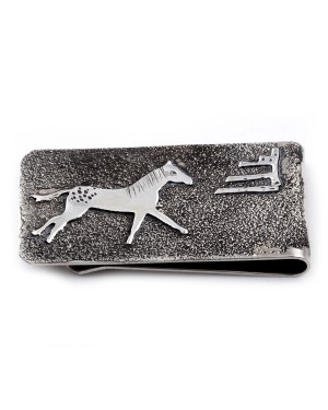 Horse .925 Sterling Silver Ray Begay Certified Authentic Handmade Navajo Native American Money Clip  13194-15