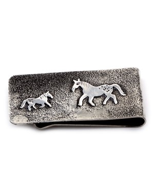 Horse .925 Sterling Silver Ray Begay Certified Authentic Handmade Navajo Native American Money Clip  13194-16