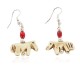 Horse Certified Authentic Navajo .925 Sterling Silver Hooks Bone and Coral Dangle Native American Earrings  18146-2